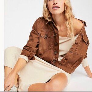 Free People Slouchy Eisenhower Denim Jacket Size Large